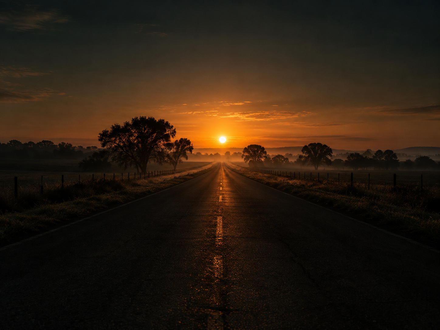 Estrada aberta ao amanhecer